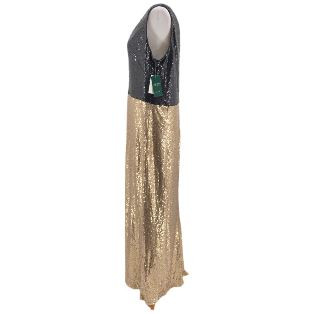 Lauren Ralph Lauren Gold Black Sequin Sleeveless - Picture 4 of 9